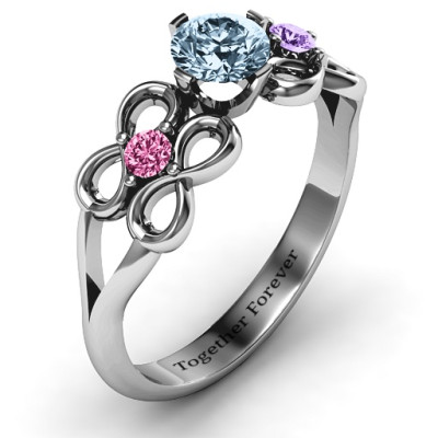 Wedding Quad Infinity Ring with Center Stone and Two Accent Bands