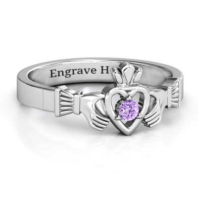 Round Stone Claddagh Ring  - By The Name Necklace;