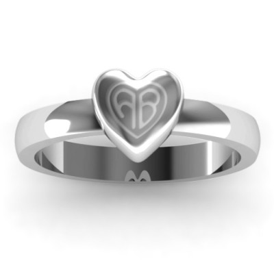 Small Engraved Monogram Heart Ring With My Engraved