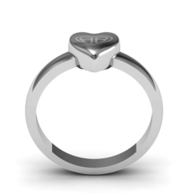 Personalised Engraved Heart-Shaped Monogram Ring