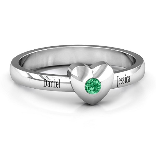 Single Gemstone Heart Ring - Delicate Jewellery Gift