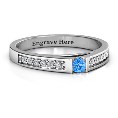 Solitaire Bridge Ring with Shoulder Accents - By The Name Necklace;