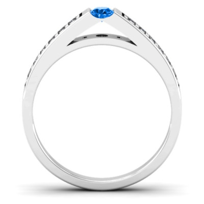 Women's Diamond Solitaire Bridge Ring with Shoulder Accents