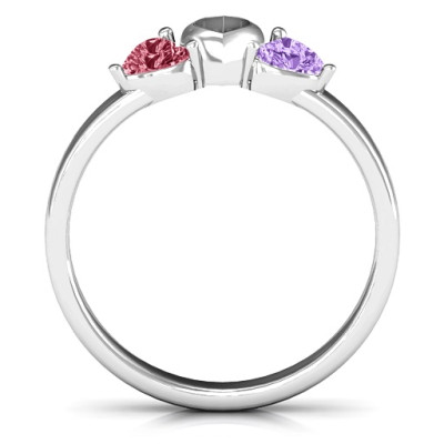 Sterling Silver Two-Stone Sparkling Sweetheart Ring