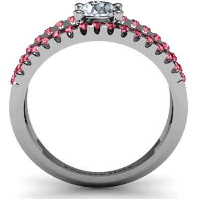 Split Shank Engagement Ring with Circle and Twin Accent Rows