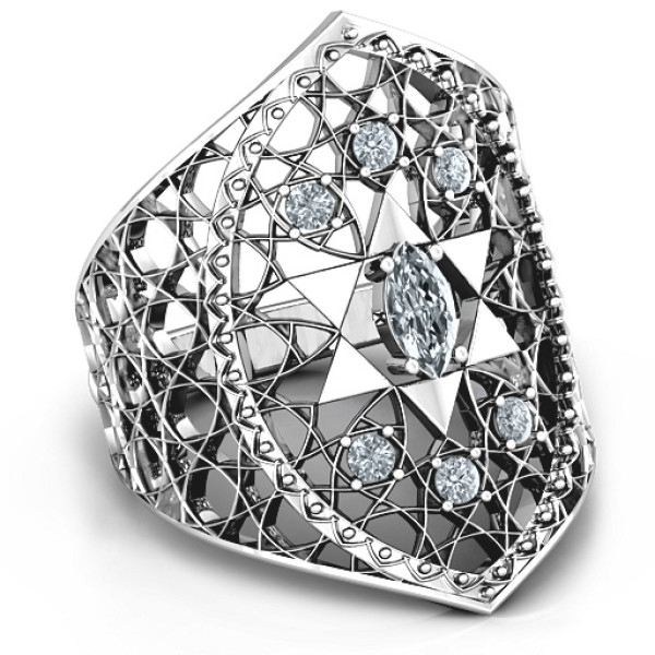 Sterling Silver Star of David Lattice Ring Jewellery