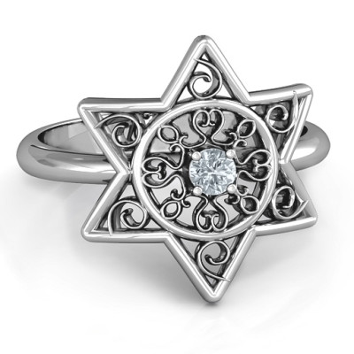 Star of David with Filigree Ring - By The Name Necklace;