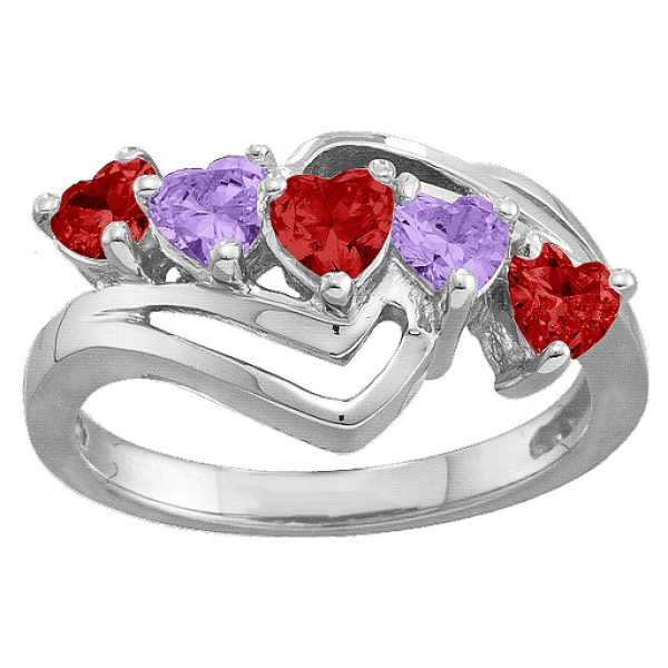 Sterling Silver Heart Shaped Diamond Ring