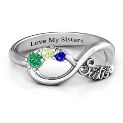 Sterling Silver 2-4 Stone Sisters Infinity Ring  - By The Name Necklace;