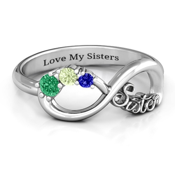 Sterling Silver 2-4 Stone Sisters Eternity Ring