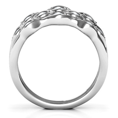 Sterling Silver Three-Tier Wave Ring