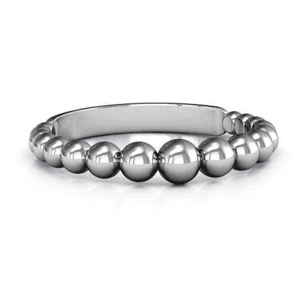 Sterling Silver Beaded Band Ring - Women's Wedding Jewellery Gift