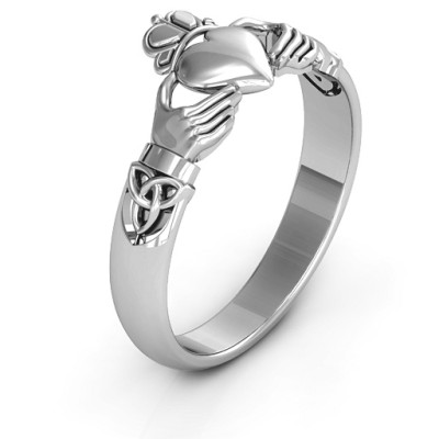 Sterling Silver Claddagh Ring with Celtic Knot Design