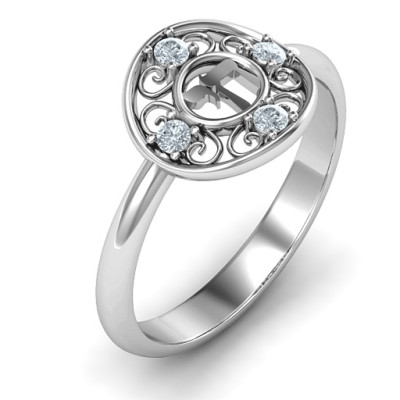 925 Sterling Silver Filigree Chai Symbol Band Ring
