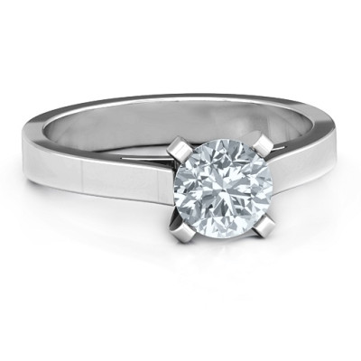Sterling Silver Classic Solitaire Ring - By The Name Necklace;