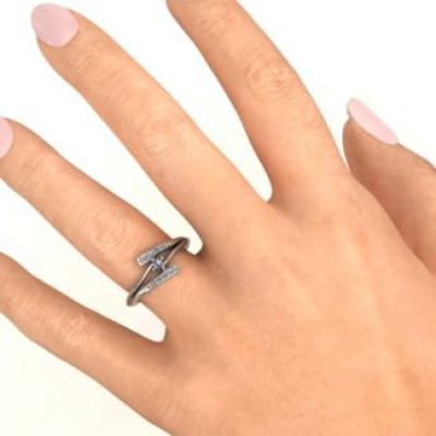 Sterling Silver Double Bypass Channel Set Accent Ring - Women's Size 7