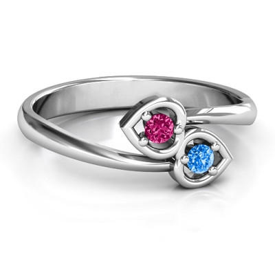 Sterling Silver Double Heart Bypass Ring Jewellery"