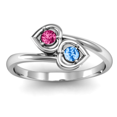 Sterling Silver Double Heart Bypass Ring Jewellery"