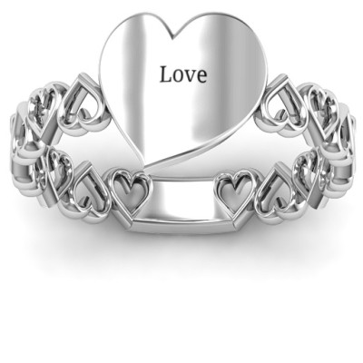 Sterling Silver Engravable Heart Cutout Ring with Engraving
