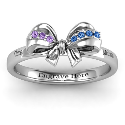 Sterling Silver Fancy Stone Bow Ring Set