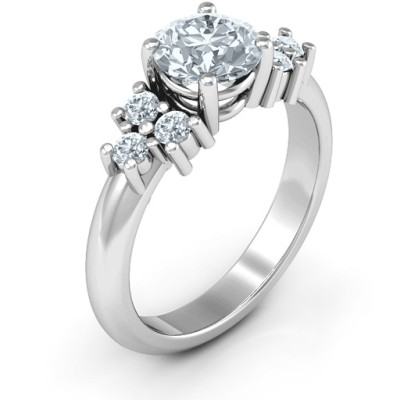 Stunning Sterling Silver Engagement Ring with Flourish Design