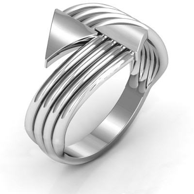 Sterling Silver Geometric Ring with Arrow and Triangle Bypass Design