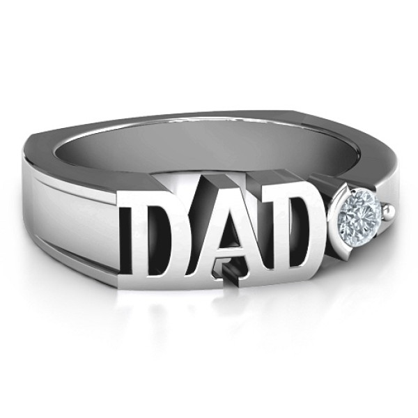 Sterling Silver "Greatest Dad" Birthstone Ring for Men with Peridot  Stone