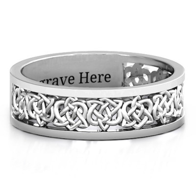 Sterling Silver Half Eternity Celtic Ring - By The Name Necklace;