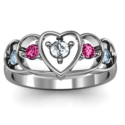 Sterling Silver Heart Collage Ring - By The Name Necklace;