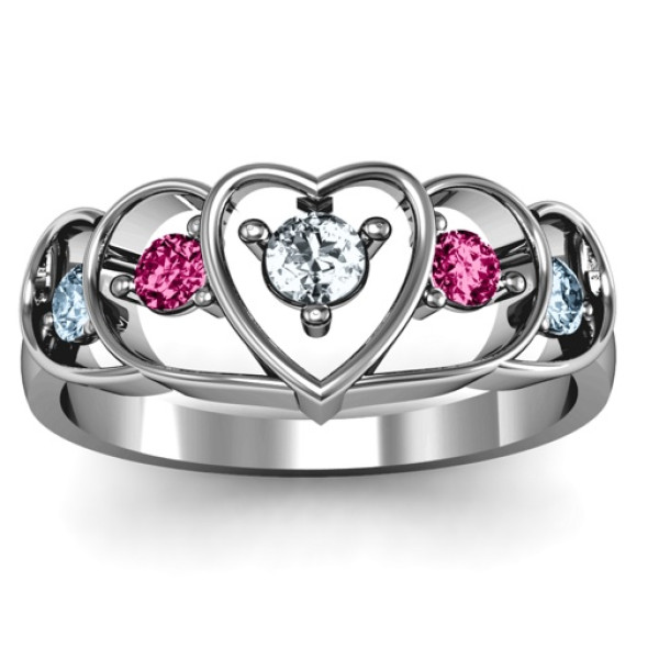 Sterling Silver Heart-Shaped Collage Ring