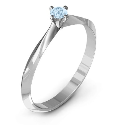 Women's Solitaire Ring in Sterling Silver with Knife Edge Band
