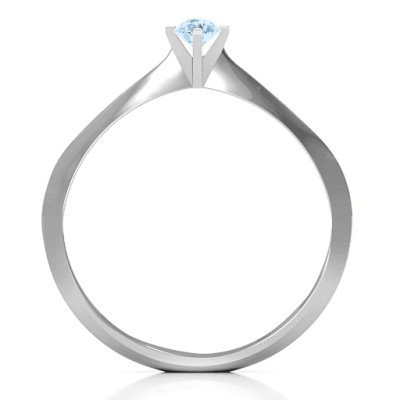 Women's Solitaire Ring in Sterling Silver with Knife Edge Band