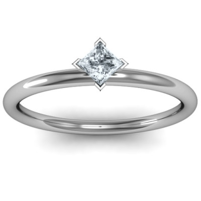 Stunning Sterling Silver Princess Cut L-Shaped Ring