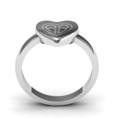 Personalised Sterling Silver Heart Ring - Monogrammed with Engraving