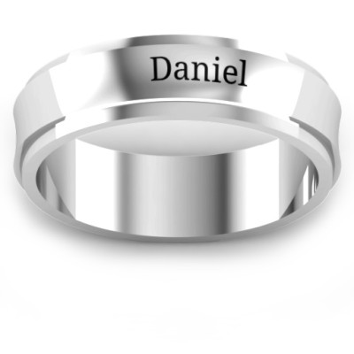 Men's Bevelled Concave Sterling Silver Ring Menelaus