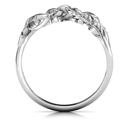 Sterling Silver Five Stone Family Ring with Organic Leaf Design