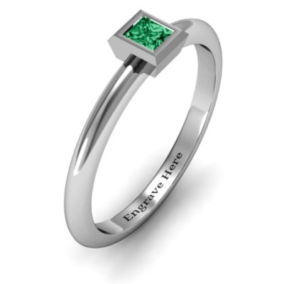 Sterling Silver Ring with Princess Cut Setting - Ovation Classic