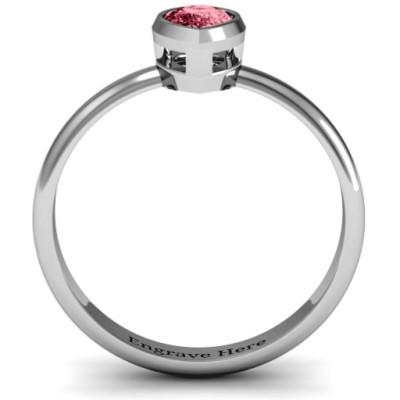 Sterling Silver Raised Bezel Set Pear-Shaped Ring