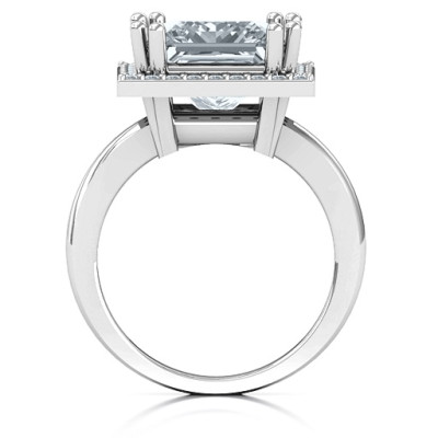 Sterling Silver Princess Cut Cocktail Ring with Halo Detail