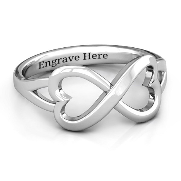 Sterling Silver Double Heart Infinity Ring - Simple Design