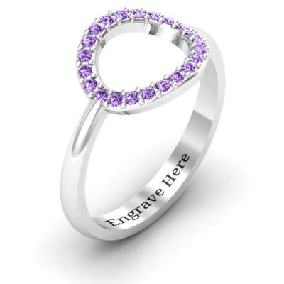 Sterling Silver Ring with Simulated Accent Circle and Karma Design