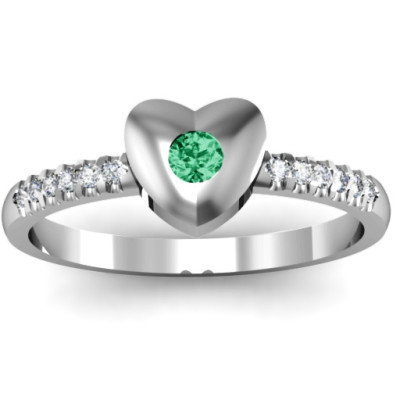 Women's Micro Pave Sterling Silver Solid Heart Ring