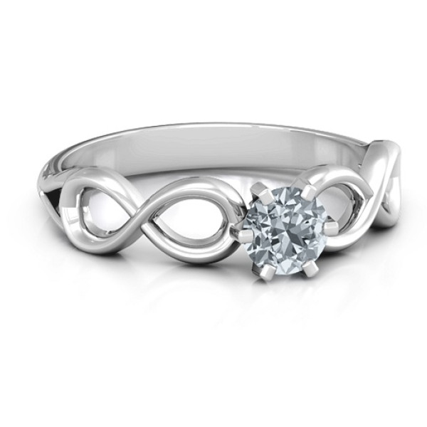 Sterling Silver Solitaire Ring with Infinity Symbol