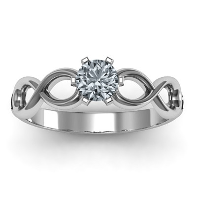 Sterling Silver Solitaire Ring with Infinity Symbol