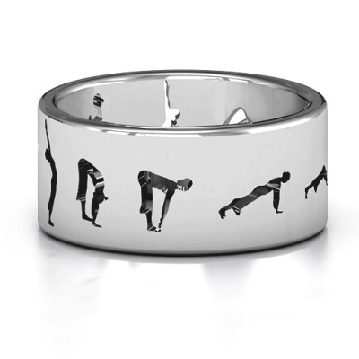 Sterling Silver Sun Salutation Pose Ring - By The Name Necklace;
