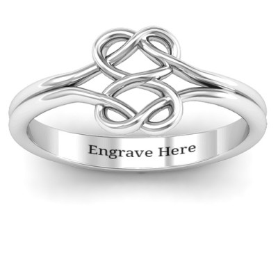Sterling Silver Infinity Ring with Twisted Designs Shaped into Hearts