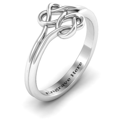 Sterling Silver Infinity Ring with Twisted Designs Shaped into Hearts
