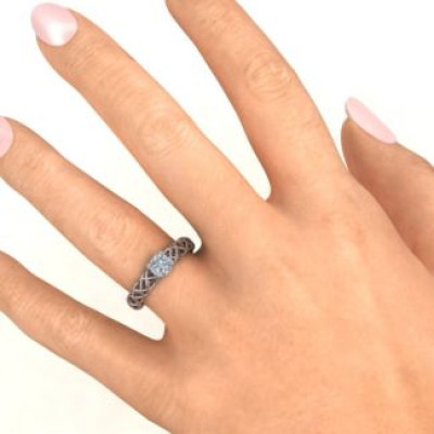 Sterling Silver Ring Shaped Like a Latticed Heart