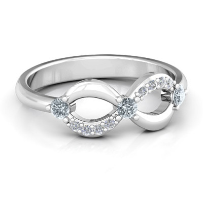 Sterling Silver Three Stone Infinity Ring with Accent Stones