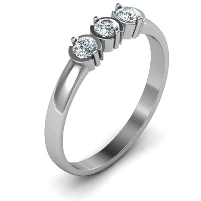 Sterling Silver Trinity Ring with Cubic Zirconia Stones